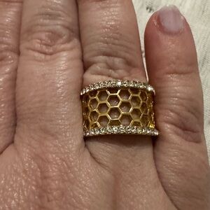 Lia Sophia gold honeycomb ring
